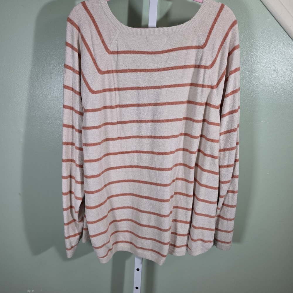 Barefoot Dreams CozyChic Ultra Lite Women's Knit Pullover Size 2X Pink Striped - Picture 5 of 7